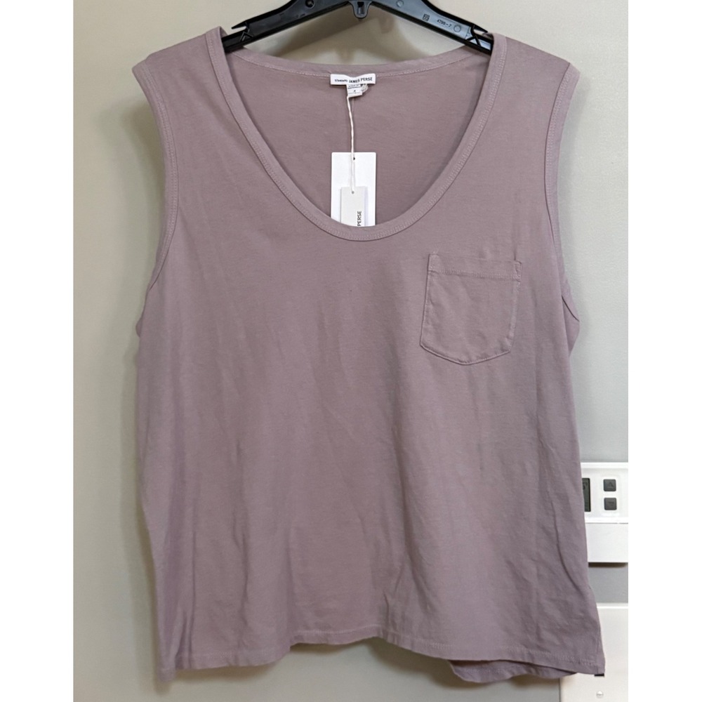 James Perse Standard Iris Tank Top Size 4 Lilac Pocket Sleeveless Casual